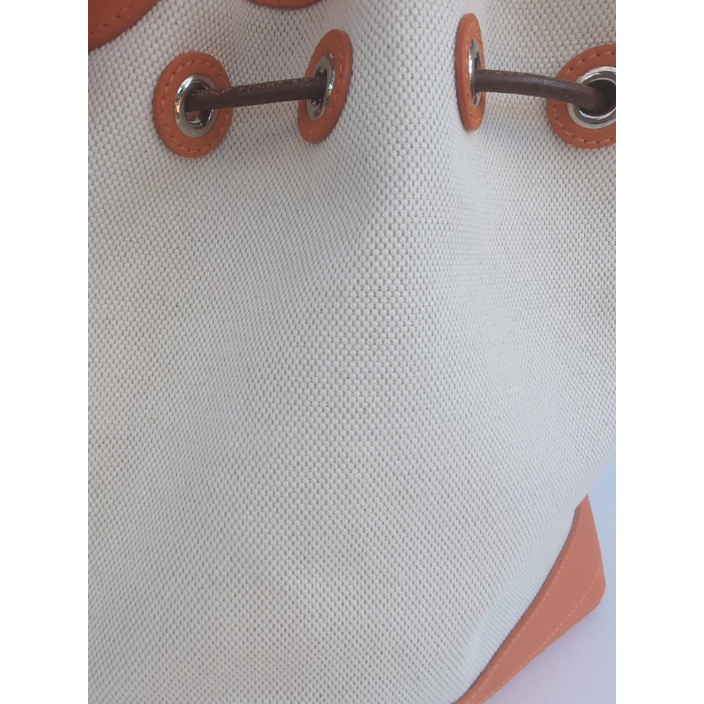 Oncour French Leather Drawstring Bucket Bag Beige Orange - Picture 16 of 16